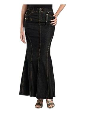 BISOU BISOU by Michele Bohbot Denim Mermaid Maxi Skirt